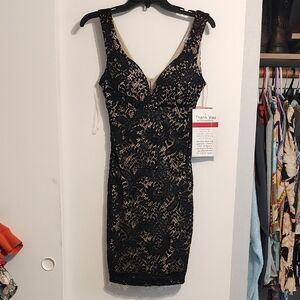 Elegant Black Lace Mini Dress